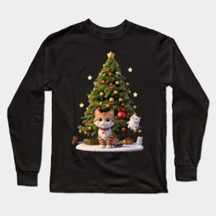 Cat and the Christmas Tree Long Sleeve T-Shirt